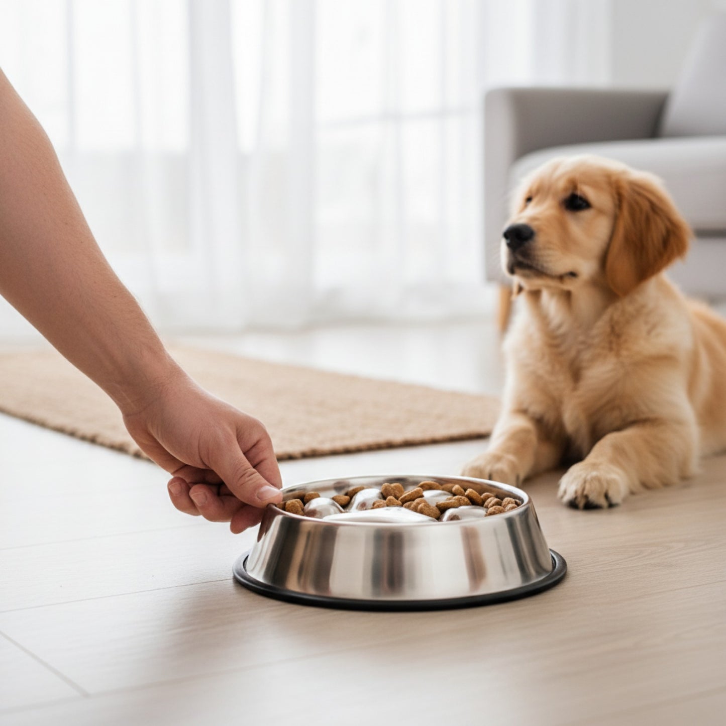 Bol Antidérapant pour Chien en Acier Inoxydable 304 - Grande Capacité, Alimentation Lente