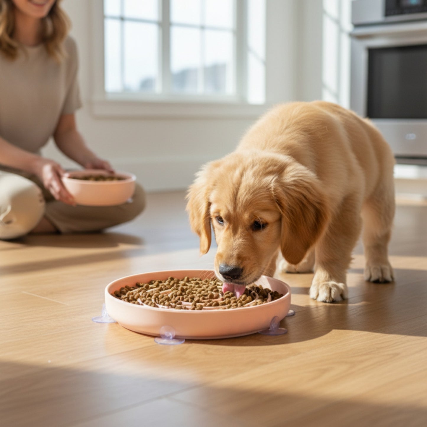 Bol Lente Alimentation Chien en Silicone Anti-étouffement avec Ventouses - Idéal pour Nourriture et Eau