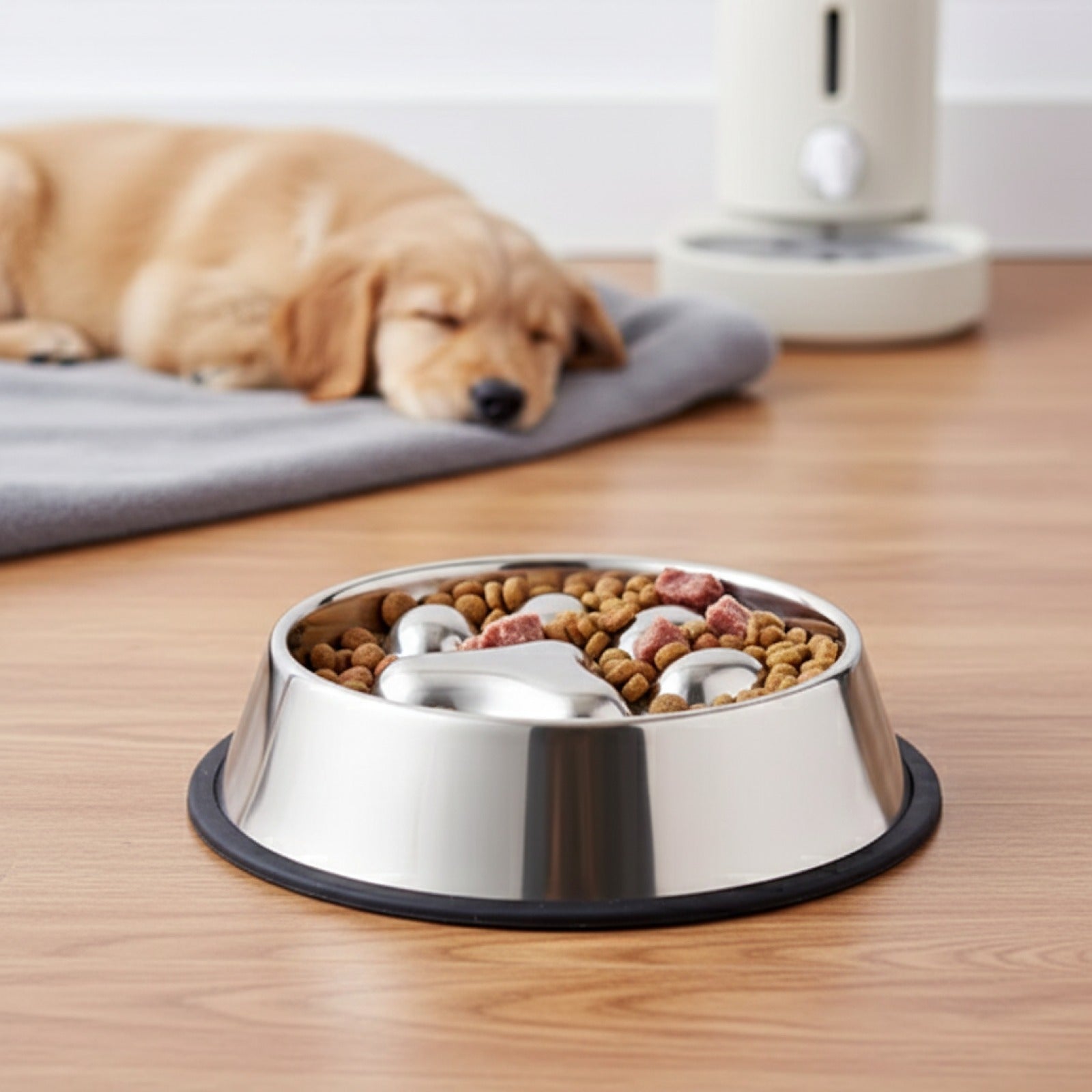 Bol Antidérapant pour Chien en Acier Inoxydable 304 - Grande Capacité, Alimentation Lente