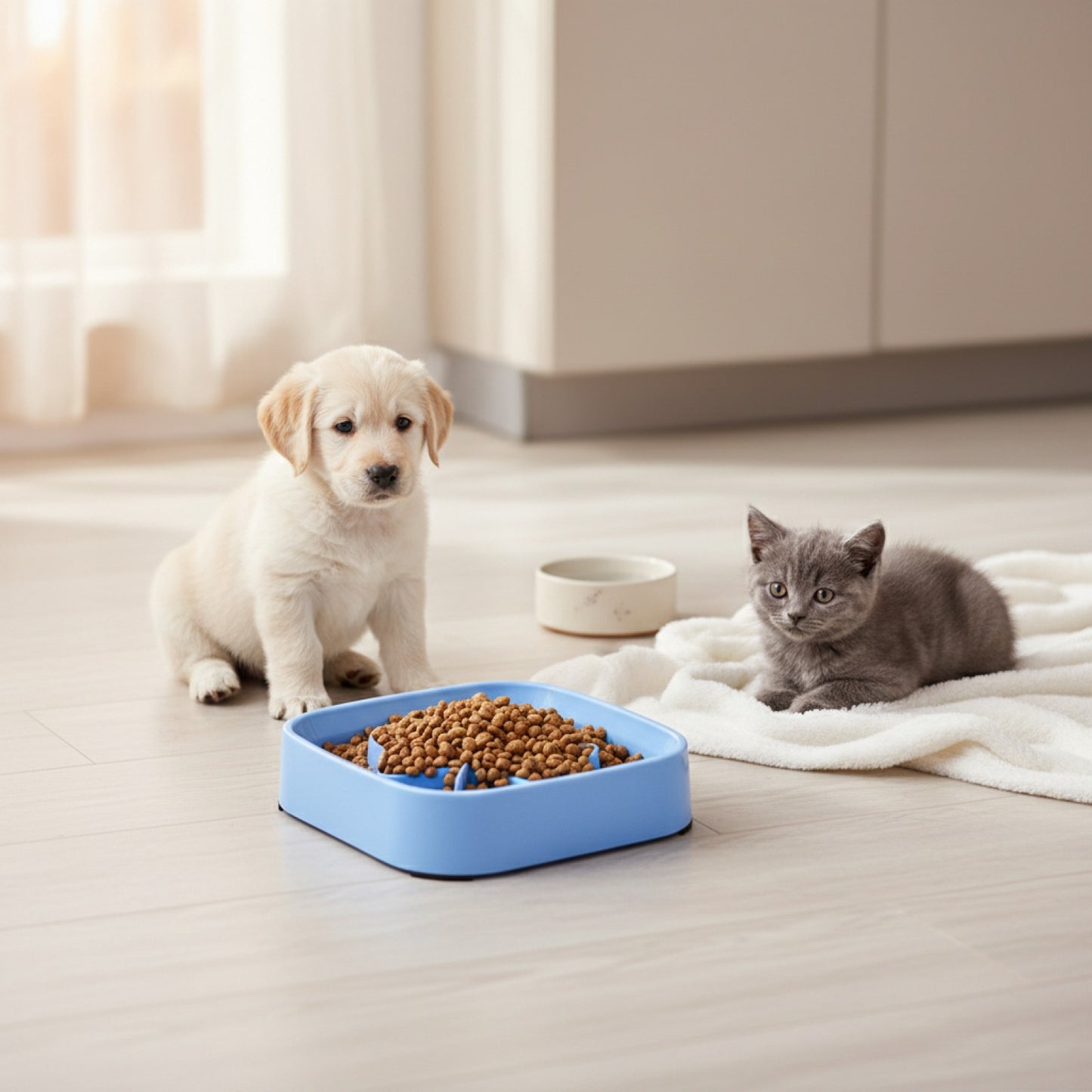 Bol Anti-étouffement pour Chien et Chat - Mangeoire Lente en Plastique pour Chiots et Chatons