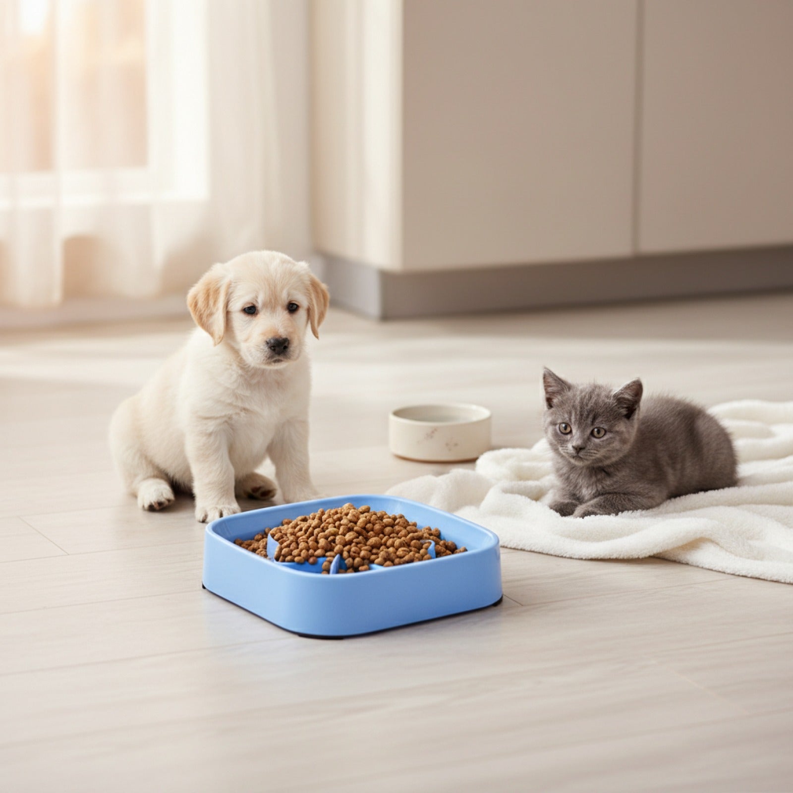 Bol Anti-étouffement pour Chien et Chat - Mangeoire Lente en Plastique pour Chiots et Chatons