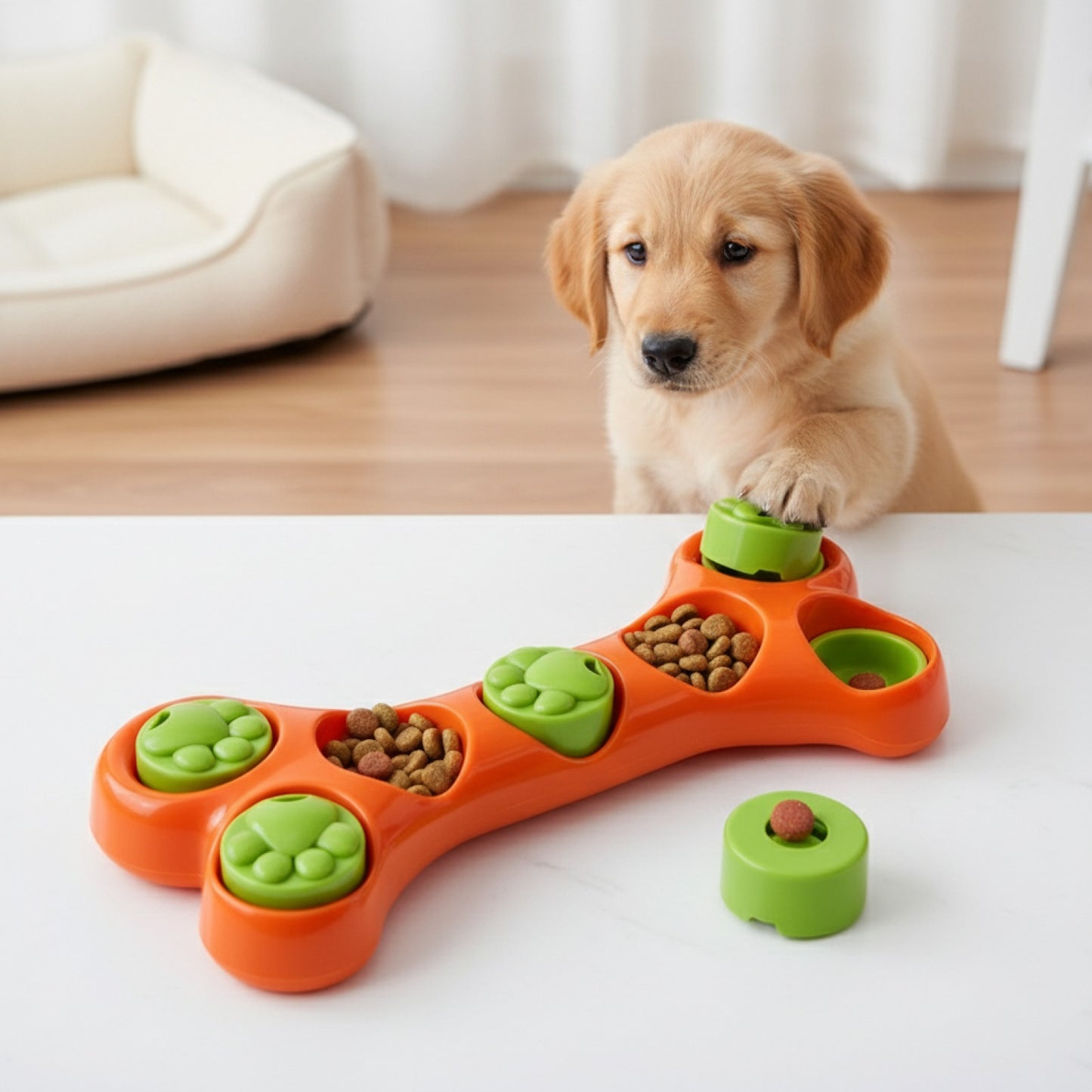 Jouet distributeur de friandises pour chien - Anti-anxiété et alimentation lente