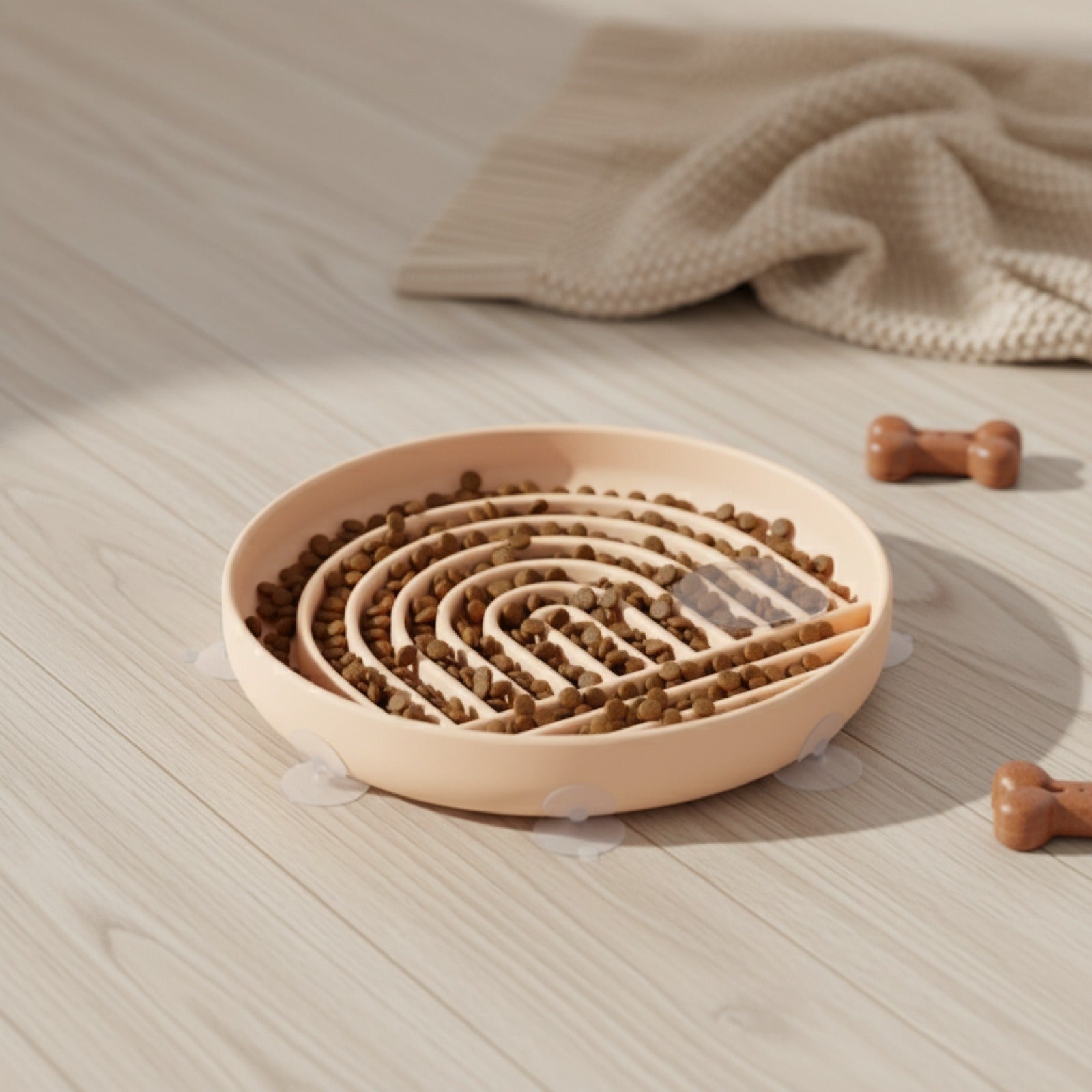 Bol Lente Alimentation Chien en Silicone Anti-étouffement avec Ventouses - Idéal pour Nourriture et Eau