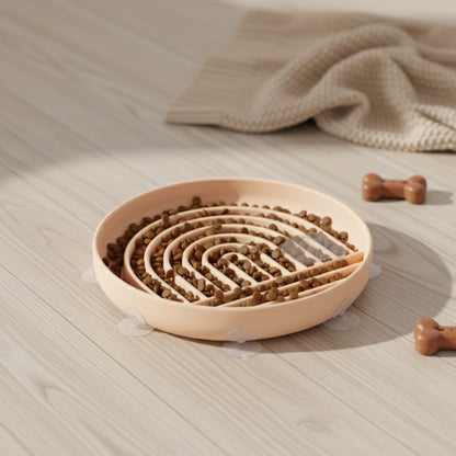 Bol Lente Alimentation Chien en Silicone Anti-étouffement avec Ventouses - Idéal pour Nourriture et Eau