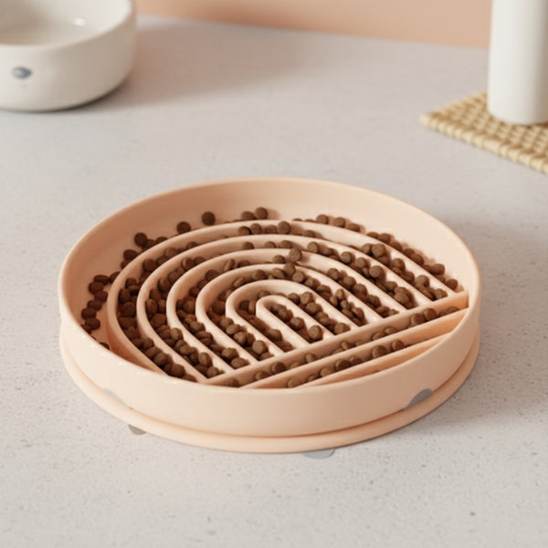 Bol Lente Alimentation Chien en Silicone Anti-étouffement avec Ventouses - Idéal pour Nourriture et Eau