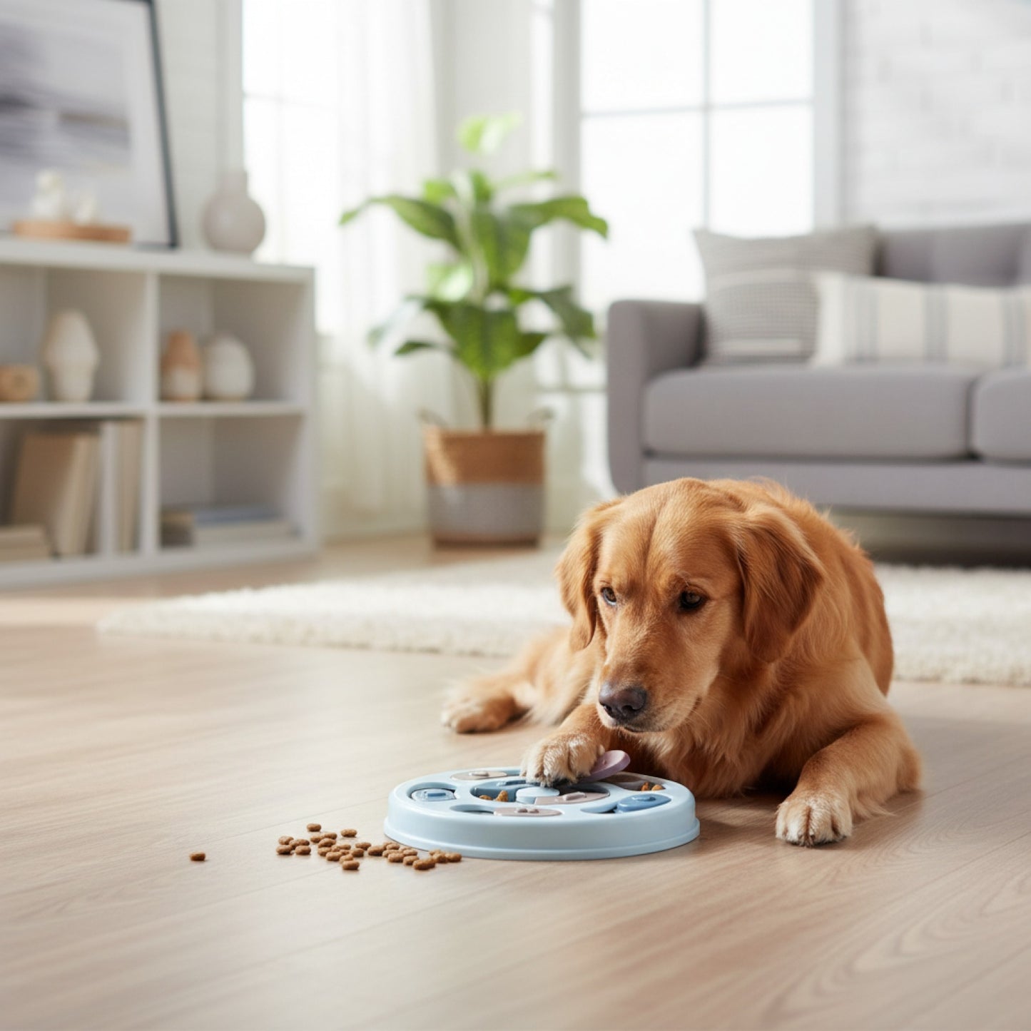 Bol distributeur de nourriture interactif pour chien - Jouet d'alimentation lente et anti-glouton