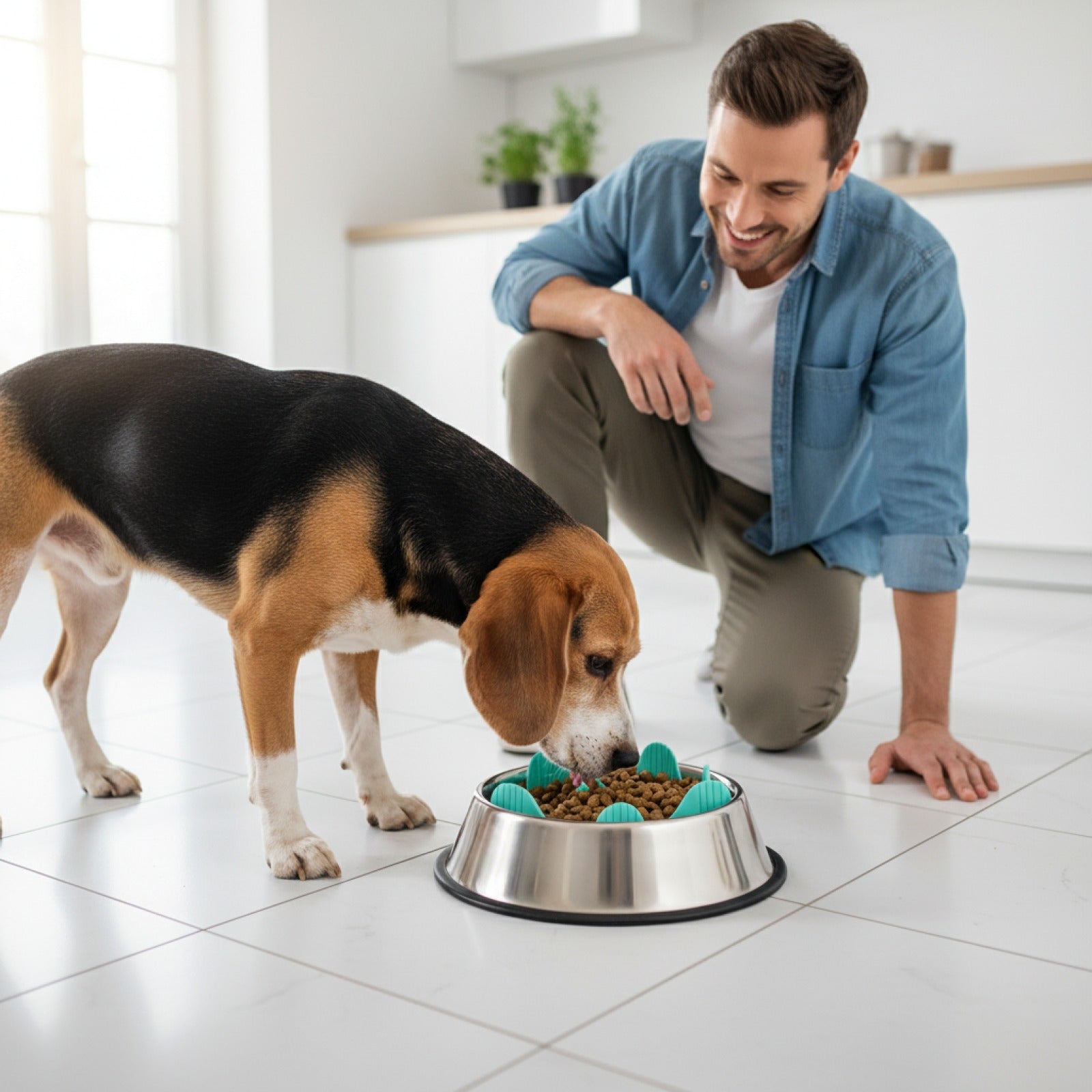 Gamelle Anti-Étouffement pour Chien et Chat - Ralentit l'Alimentation, Ventouse Puissante