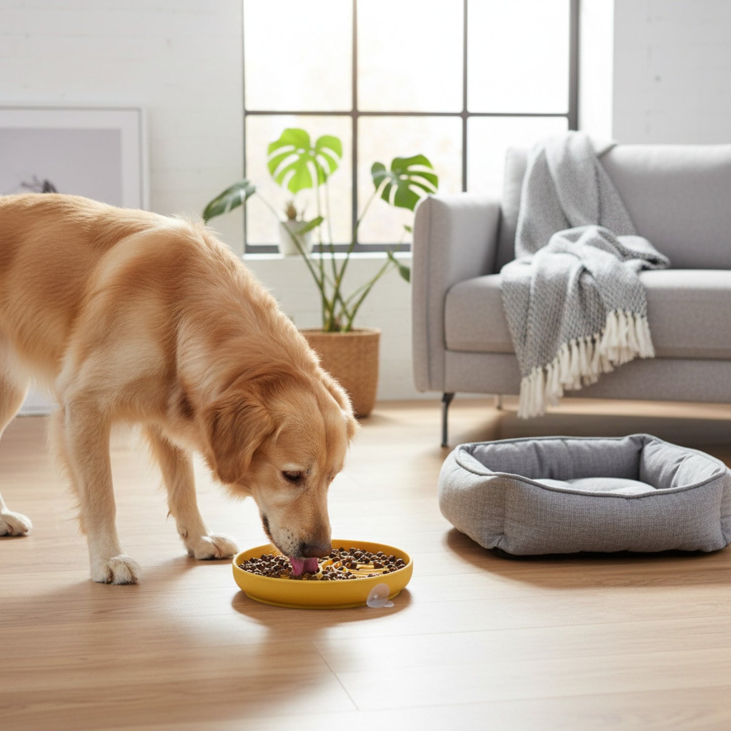Gamelle Lente en Silicone pour Chien avec Ventouse et Tapis de Léchage Anti-Anxiété
