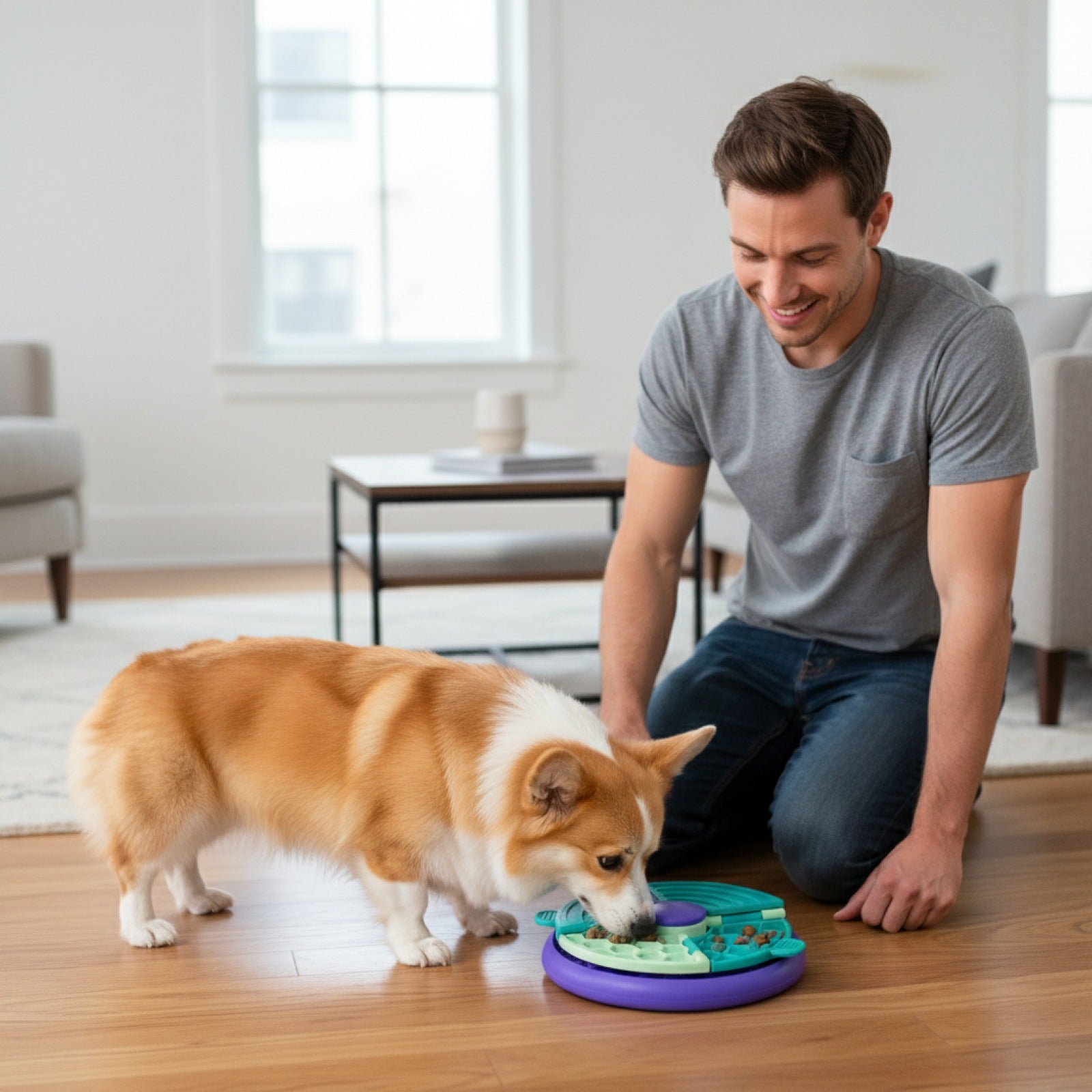 Bol Distributeur Nourriture Interactif pour Chien et Chat - Jouet Puzzle Anti-glouton