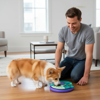 Bol Distributeur Nourriture Interactif pour Chien et Chat - Jouet Puzzle Anti-glouton